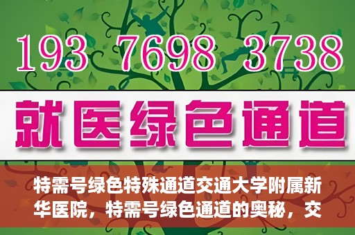 特需号绿色特殊通道交通大学附属新华医院，特需号绿色通道的奥秘，交通大学附属新华医院的探索与实践