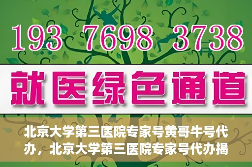 北京大学第三医院专家号黄哥牛号代办，北京大学第三医院专家号代办揭秘，黄哥牛号助您预约专家就医