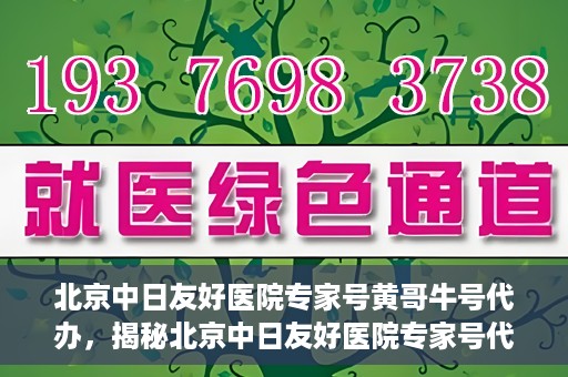 北京中日友好医院专家号黄哥牛号代办，揭秘北京中日友好医院专家号代办背后的故事，黄哥牛号代办引热议