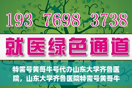 特需号黄哥牛号代办山东大学齐鲁医院，山东大学齐鲁医院特需号黄哥牛号代办服务