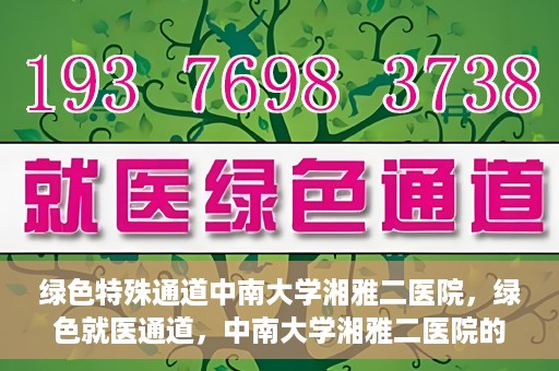 绿色特殊通道中南大学湘雅二医院，绿色就医通道，中南大学湘雅二医院的独特实践