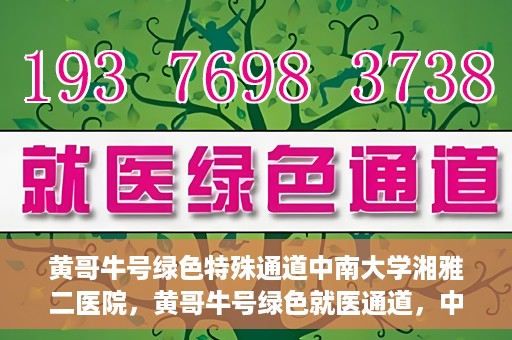 黄哥牛号绿色特殊通道中南大学湘雅二医院，黄哥牛号绿色就医通道，中南大学湘雅二医院特色服务揭秘