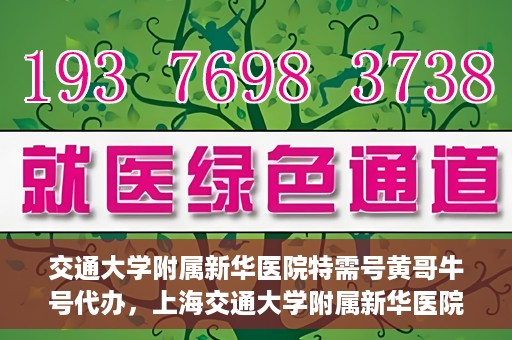 交通大学附属新华医院特需号黄哥牛号代办，上海交通大学附属新华医院特需号代办服务解析——黄哥牛号助您轻松就医