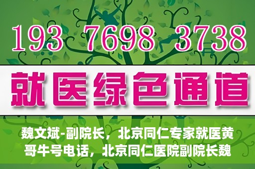 魏文斌-副院长，北京同仁专家就医黄哥牛号电话，北京同仁医院副院长魏文斌，黄哥牛号电话背后的就医专家力量