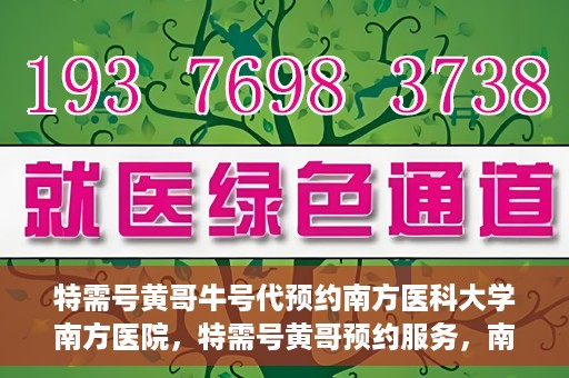 特需号黄哥牛号代预约南方医科大学南方医院，特需号黄哥预约服务，南方医科大学南方医院便捷就医新通道