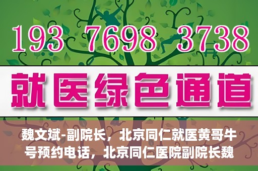 魏文斌-副院长，北京同仁就医黄哥牛号预约电话，北京同仁医院副院长魏文斌，就医黄哥牛号预约电话解析