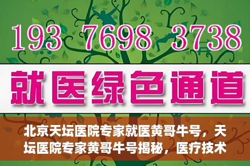 北京天坛医院专家就医黄哥牛号，天坛医院专家黄哥牛号揭秘，医疗技术与人文关怀并重