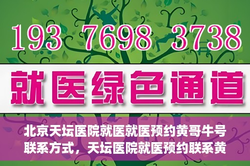 北京天坛医院就医就医预约黄哥牛号联系方式，天坛医院就医预约联系黄哥牛号攻略，一站式解决您的预约难题