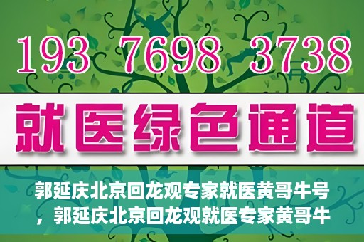 郭延庆北京回龙观专家就医黄哥牛号，郭延庆北京回龙观就医专家黄哥牛号揭秘，专业医术与人文关怀的双重优势