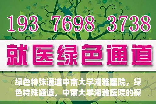 绿色特殊通道中南大学湘雅医院，绿色特殊通道，中南大学湘雅医院的探索与实践
