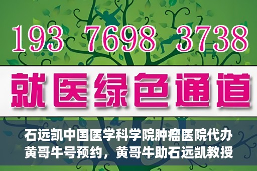 石远凯中国医学科学院肿瘤医院代办黄哥牛号预约，黄哥牛助石远凯教授预约挂号服务启动，中国医学科学院肿瘤医院便捷就医新通道开启