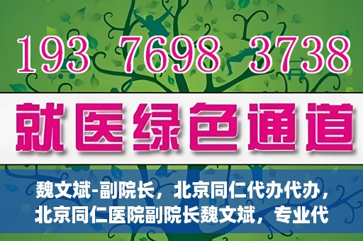 魏文斌-副院长，北京同仁代办代办，北京同仁医院副院长魏文斌，专业代办代办领域的探索与实践