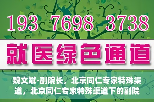 魏文斌-副院长，北京同仁专家特殊渠道，北京同仁专家特殊渠道下的副院长魏文斌专访报道