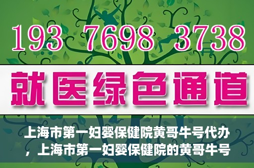 上海市第一妇婴保健院黄哥牛号代办，上海市第一妇婴保健院的黄哥牛号代办服务解析