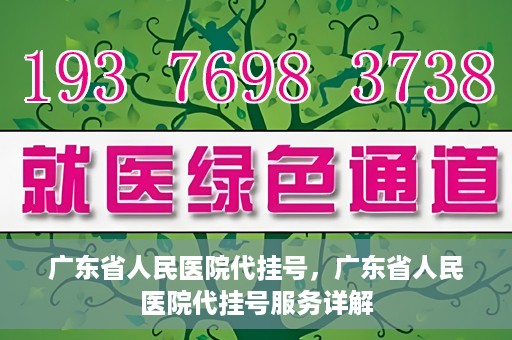 广东省人民医院代挂号，广东省人民医院代挂号服务详解