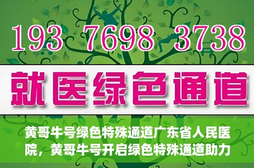 黄哥牛号绿色特殊通道广东省人民医院，黄哥牛号开启绿色特殊通道助力广东省人民医院服务升级