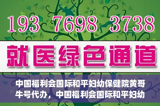 中国福利会国际和平妇幼保健院黄哥牛号代办，中国福利会国际和平妇幼保健院黄哥牛号业务代办全解析