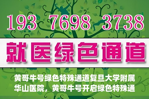 黄哥牛号绿色特殊通道复旦大学附属华山医院，黄哥牛号开启绿色特殊通道，华山医院展现医疗新力量