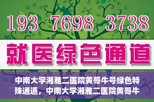 中南大学湘雅二医院黄哥牛号绿色特殊通道，中南大学湘雅二医院黄哥牛号绿色就医特殊通道解析