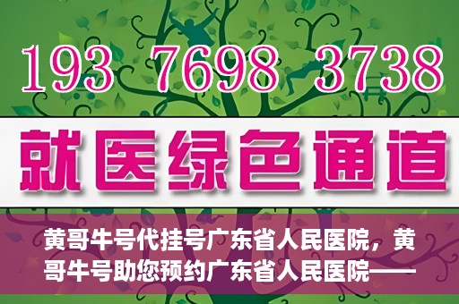 黄哥牛号代挂号广东省人民医院，黄哥牛号助您预约广东省人民医院——便捷代挂号服务