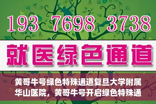 黄哥牛号绿色特殊通道复旦大学附属华山医院，黄哥牛号开启绿色特殊通道，华山医院展现医疗新力量