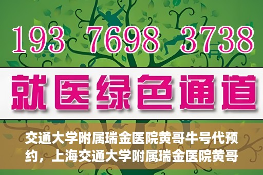 交通大学附属瑞金医院黄哥牛号代预约，上海交通大学附属瑞金医院黄哥牛号预约服务解析