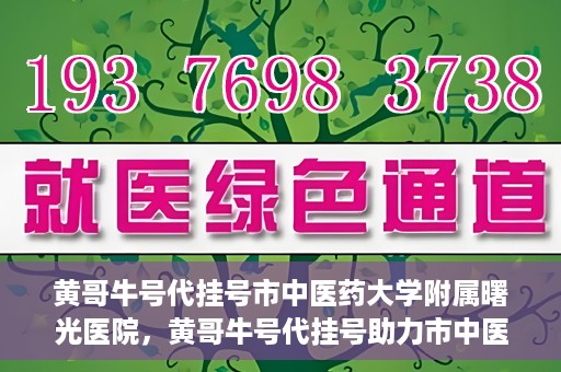 黄哥牛号代挂号市中医药大学附属曙光医院，黄哥牛号代挂号助力市中医药大学附属曙光医院就医无忧