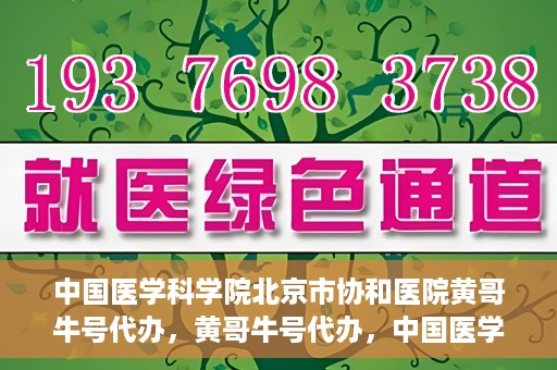 中国医学科学院北京市协和医院黄哥牛号代办，黄哥牛号代办，中国医学科学院北京市协和医院就医新途径探索
