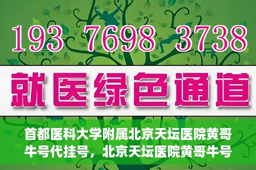 首都医科大学附属北京天坛医院黄哥牛号代挂号，北京天坛医院黄哥牛号代挂号攻略揭秘