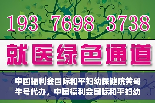中国福利会国际和平妇幼保健院黄哥牛号代办，中国福利会国际和平妇幼保健院黄哥牛号业务代办全解析