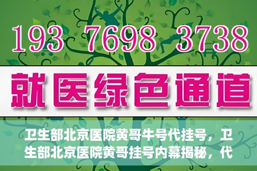 卫生部北京医院黄哥牛号代挂号，卫生部北京医院黄哥挂号内幕揭秘，代挂号背后的故事