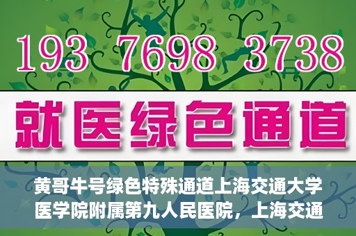 黄哥牛号绿色特殊通道上海交通大学医学院附属第九人民医院，上海交通大学医学院附属第九人民医院开通绿色特殊通道——黄哥牛号服务新篇章