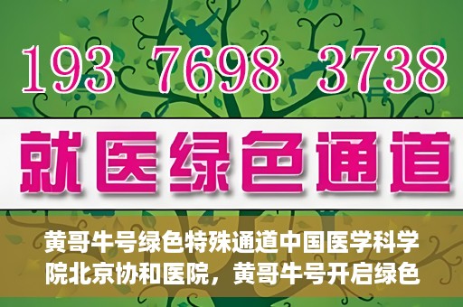 黄哥牛号绿色特殊通道中国医学科学院北京协和医院，黄哥牛号开启绿色特殊通道，北京协和医院助力健康中国行