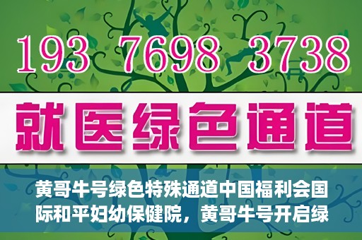 黄哥牛号绿色特殊通道中国福利会国际和平妇幼保健院，黄哥牛号开启绿色特殊通道，助力国际和平妇幼保健院中国福利行动