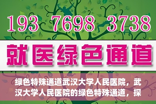 绿色特殊通道武汉大学人民医院，武汉大学人民医院的绿色特殊通道，探索与实践