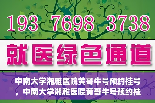 中南大学湘雅医院黄哥牛号预约挂号，中南大学湘雅医院黄哥牛号预约挂号攻略，轻松挂号，无忧就医体验