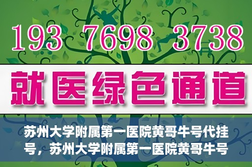 苏州大学附属第一医院黄哥牛号代挂号，苏州大学附属第一医院黄哥牛号代挂号服务解析
