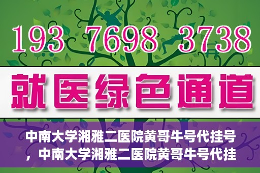 中南大学湘雅二医院黄哥牛号代挂号，中南大学湘雅二医院黄哥牛号代挂号，便捷就医背后的故事