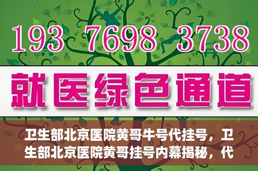 卫生部北京医院黄哥牛号代挂号，卫生部北京医院黄哥挂号内幕揭秘，代挂号背后的故事